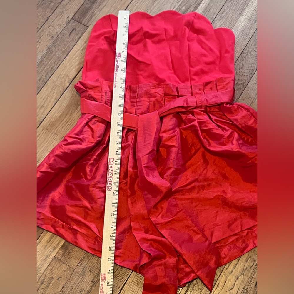NWT Free People Filmore Romper Red Strapless XL NWT Mixed Media Belted Waist - Picture 5 of 10